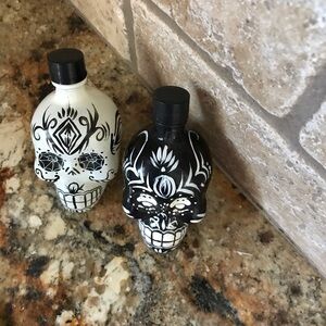 Black and White Skull Bottles Kah Tequila Empty